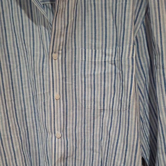 Alan Flusser Blue and White Casual Button Down Shirt - Picture 5 of 6